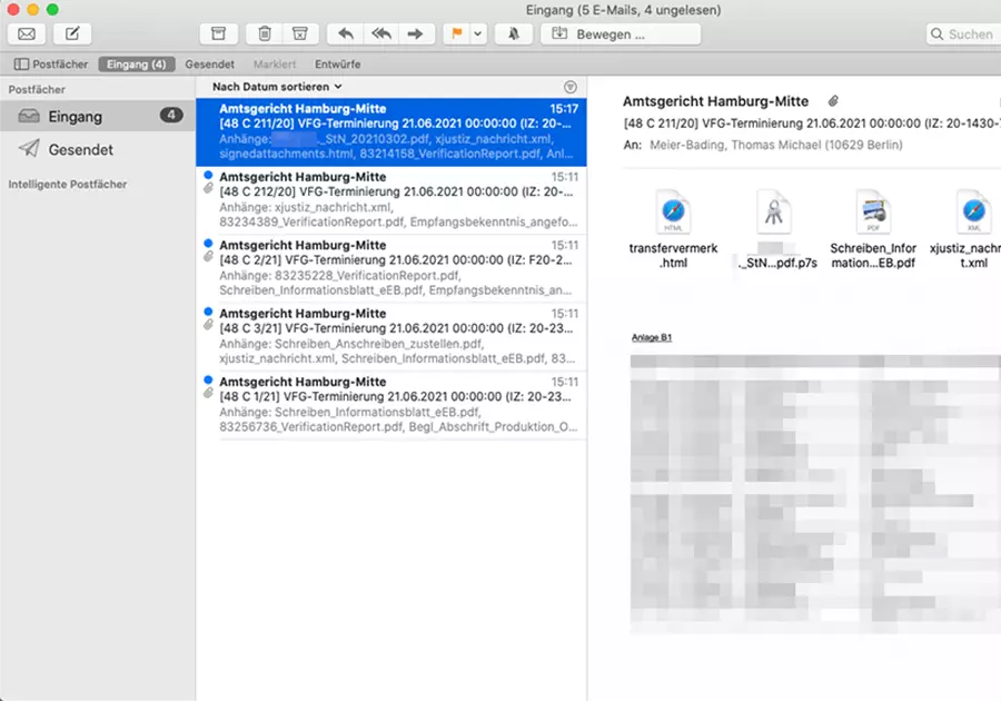 Bild des E-Mail Programmes (macOS)